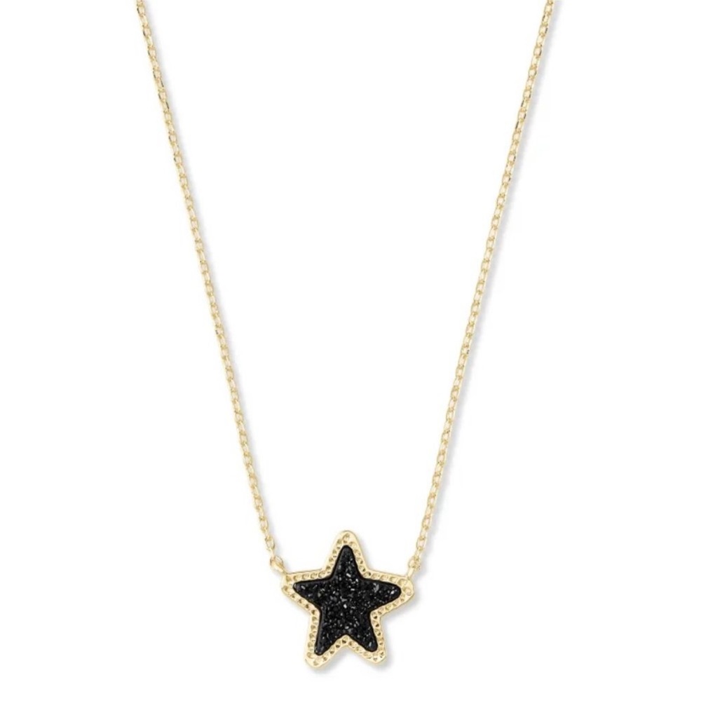 NWT Kendra Scott Jae Star Pendant necklace in Black Drusy